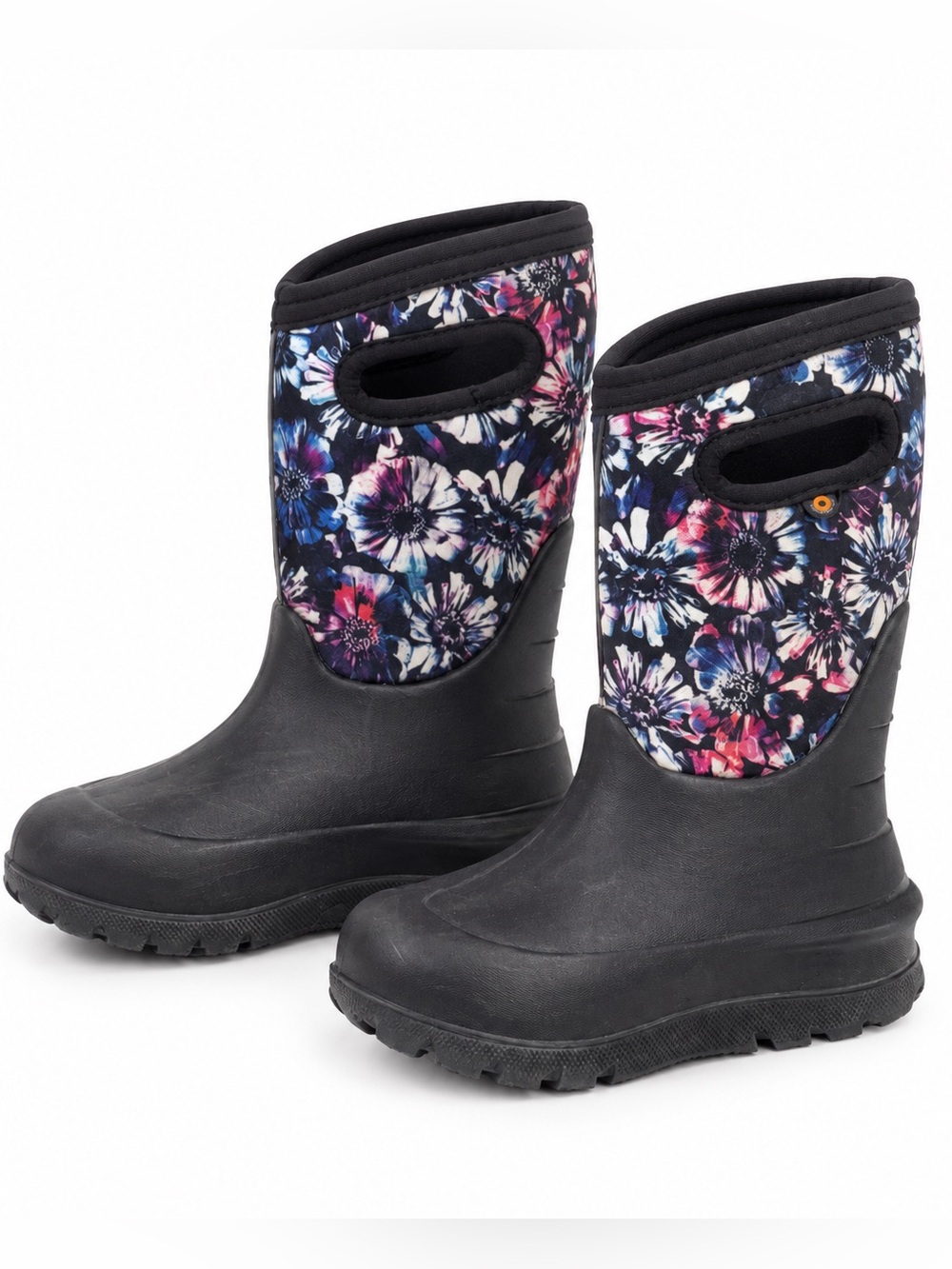 BOGS Kids Black Floral Waterproof Boots Size 11